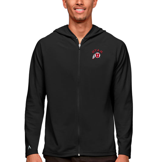 Men's Antigua Black Utah Utes Legacy Full-Zip Hoodie