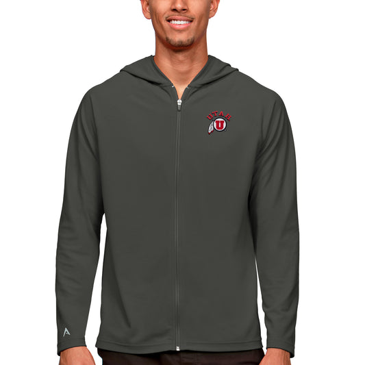 Men's Antigua Charcoal Utah Utes Legacy Full-Zip Hoodie