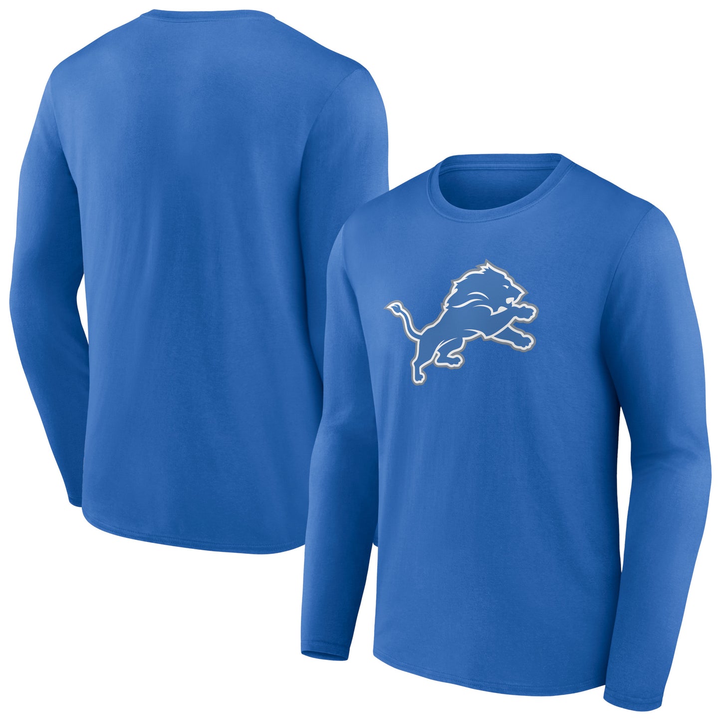 Men's Blue Detroit Lions Primary Team Logo Long Sleeve T-Shirt