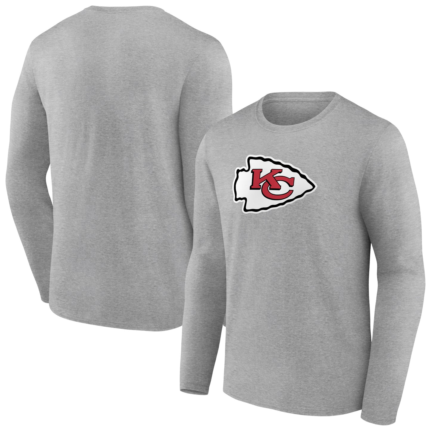 Men's Heather Gray Kansas City Chiefs Primary Team Logo Long Sleeve T-Shirt