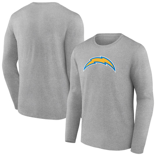 Men's Heather Gray Los Angeles Chargers Primary Team Logo Long Sleeve T-Shirt