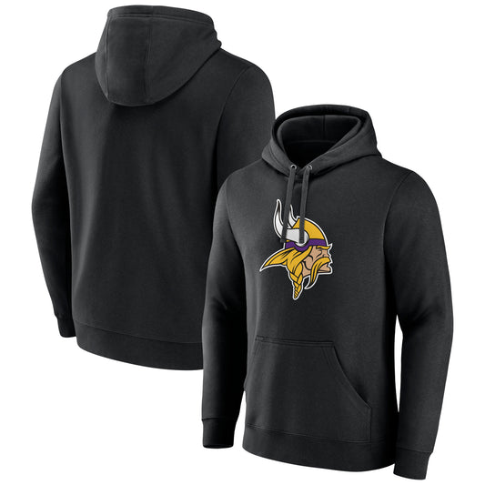 Men's Black Minnesota Vikings Primary Team Logo Fitted Pullover Hoodie