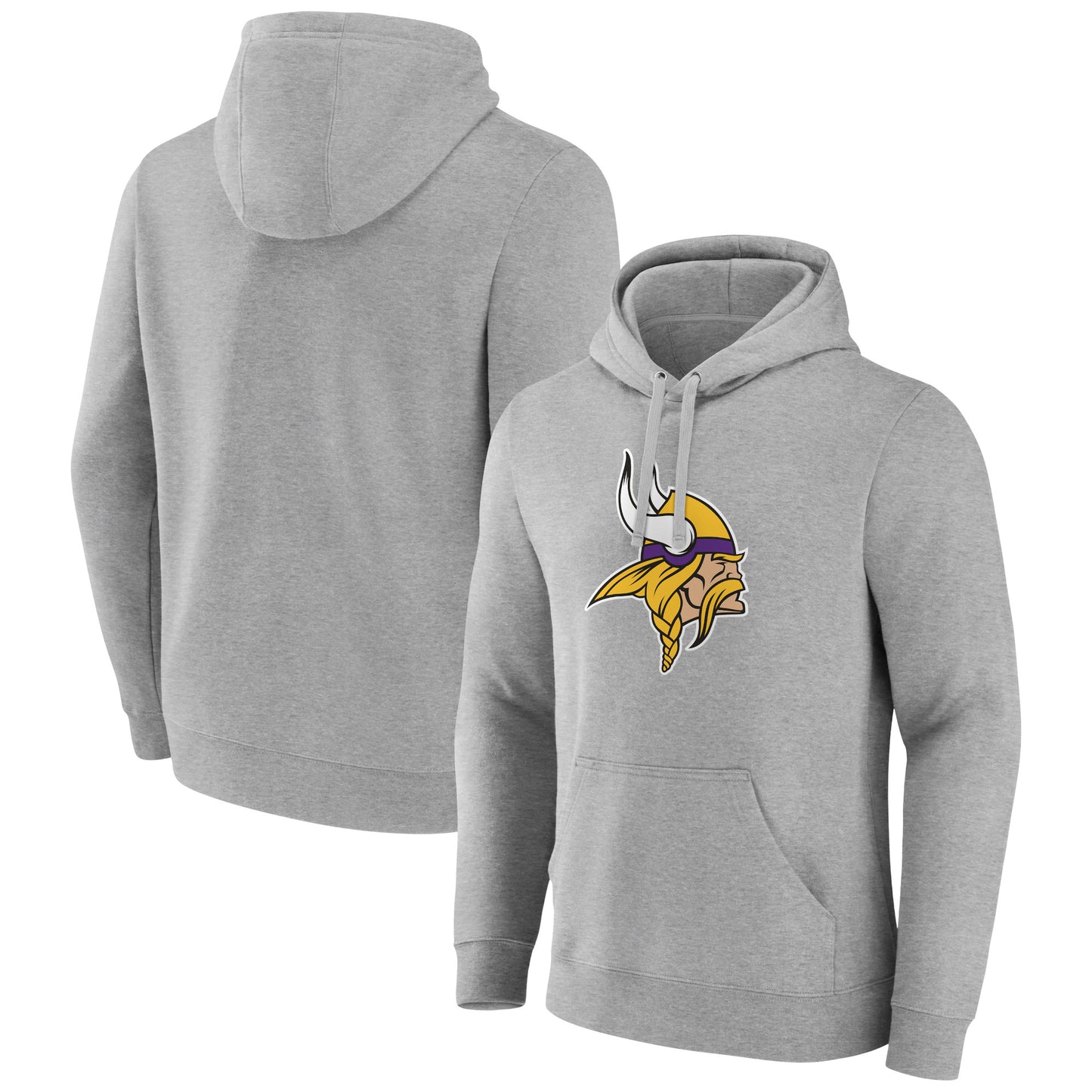 Men's Heather Gray Minnesota Vikings Primary Team Logo Fitted Pullover Hoodie