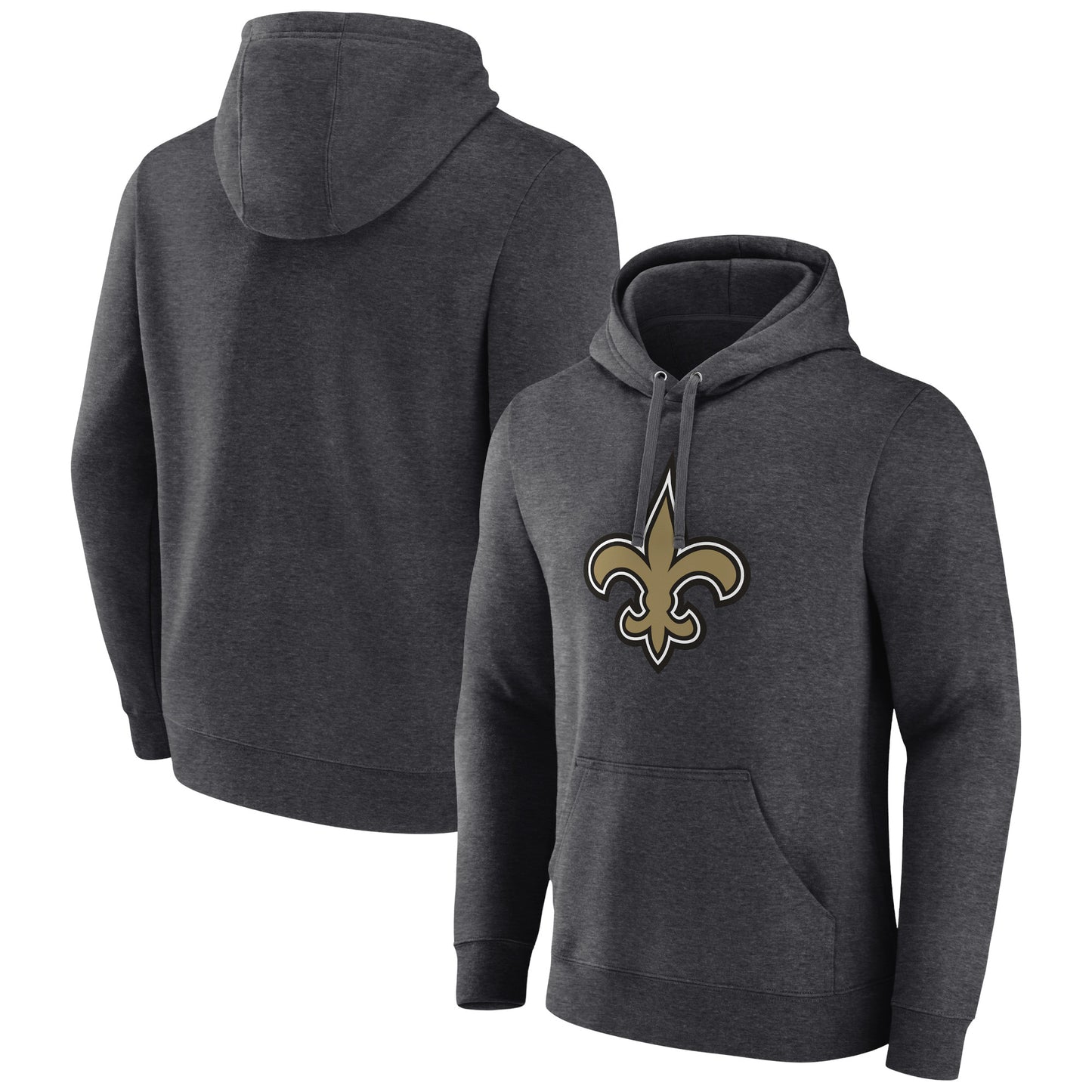 Men's Charcoal New Orleans Saints Primary Team Logo Fitted Pullover Hoodie