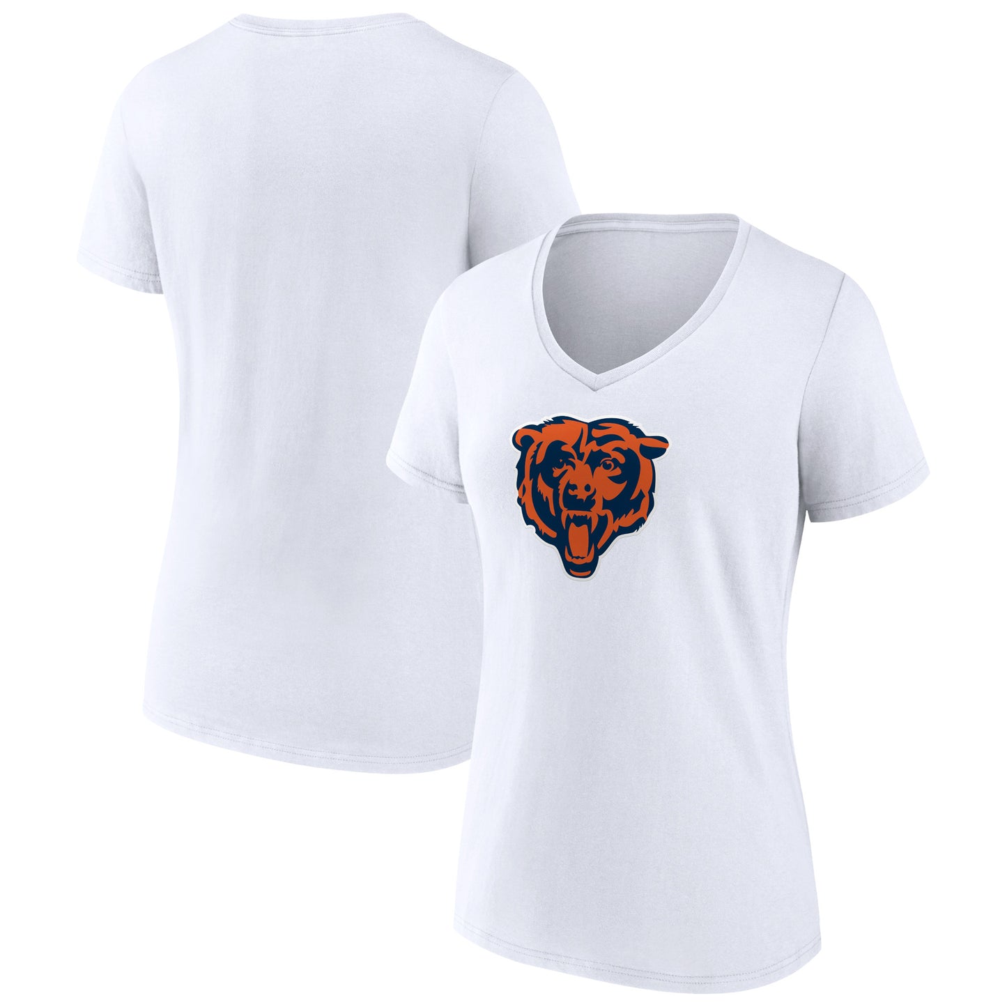 Women's White Chicago Bears Primary Team Logo V-Neck T-Shirt