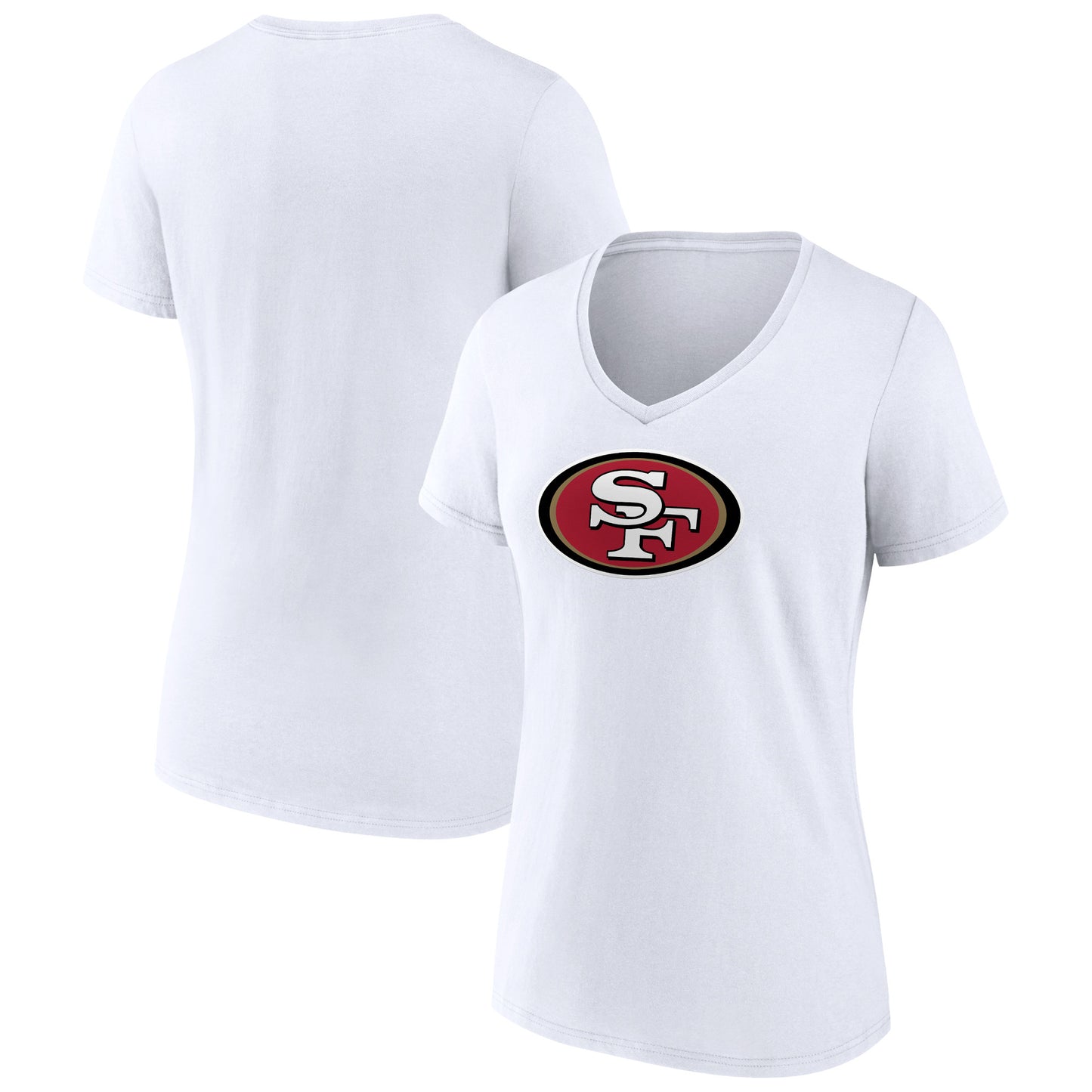 Women's White San Francisco 49ers Primary Team Logo V-Neck T-Shirt