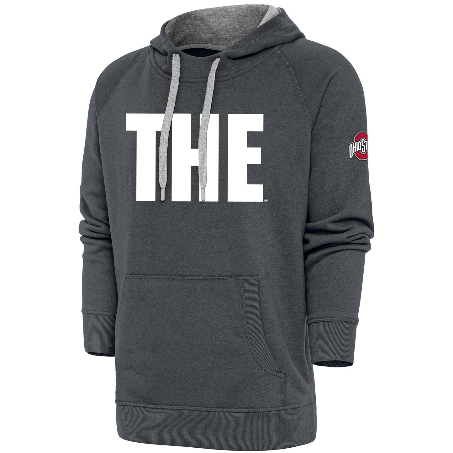 Men's Antigua Charcoal Ohio State Buckeyes THE Ohio State Victory Pullover Hoodie