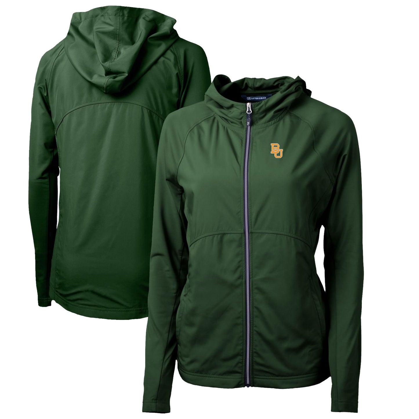 Women's Cutter & Buck Hunter Green Baylor Bears Adapt Eco Knit Full-Zip Hoodie