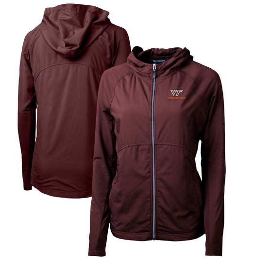 Women's Cutter & Buck Maroon Virginia Tech Hokies Adapt Eco Knit Full-Zip Hoodie