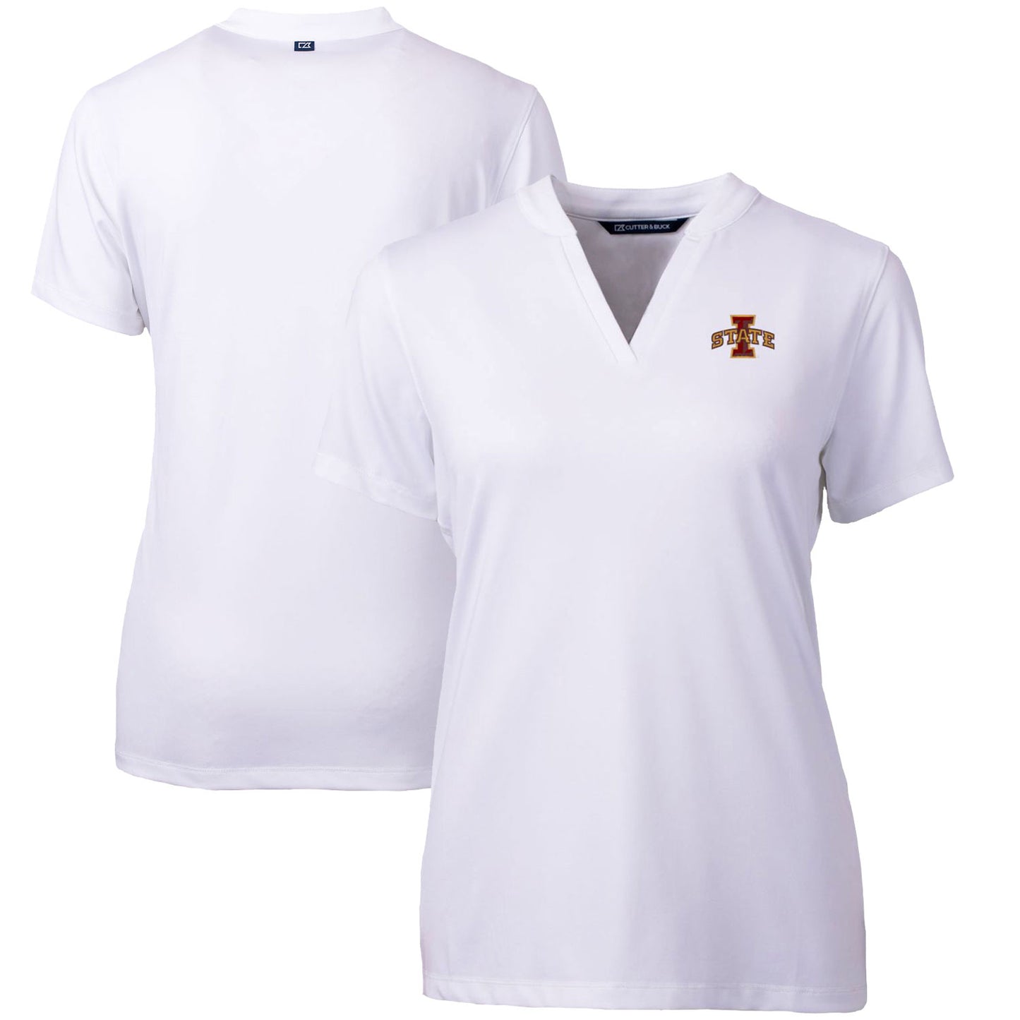 Women's Cutter & Buck White Iowa State Cyclones Forge Blade V-Neck Top