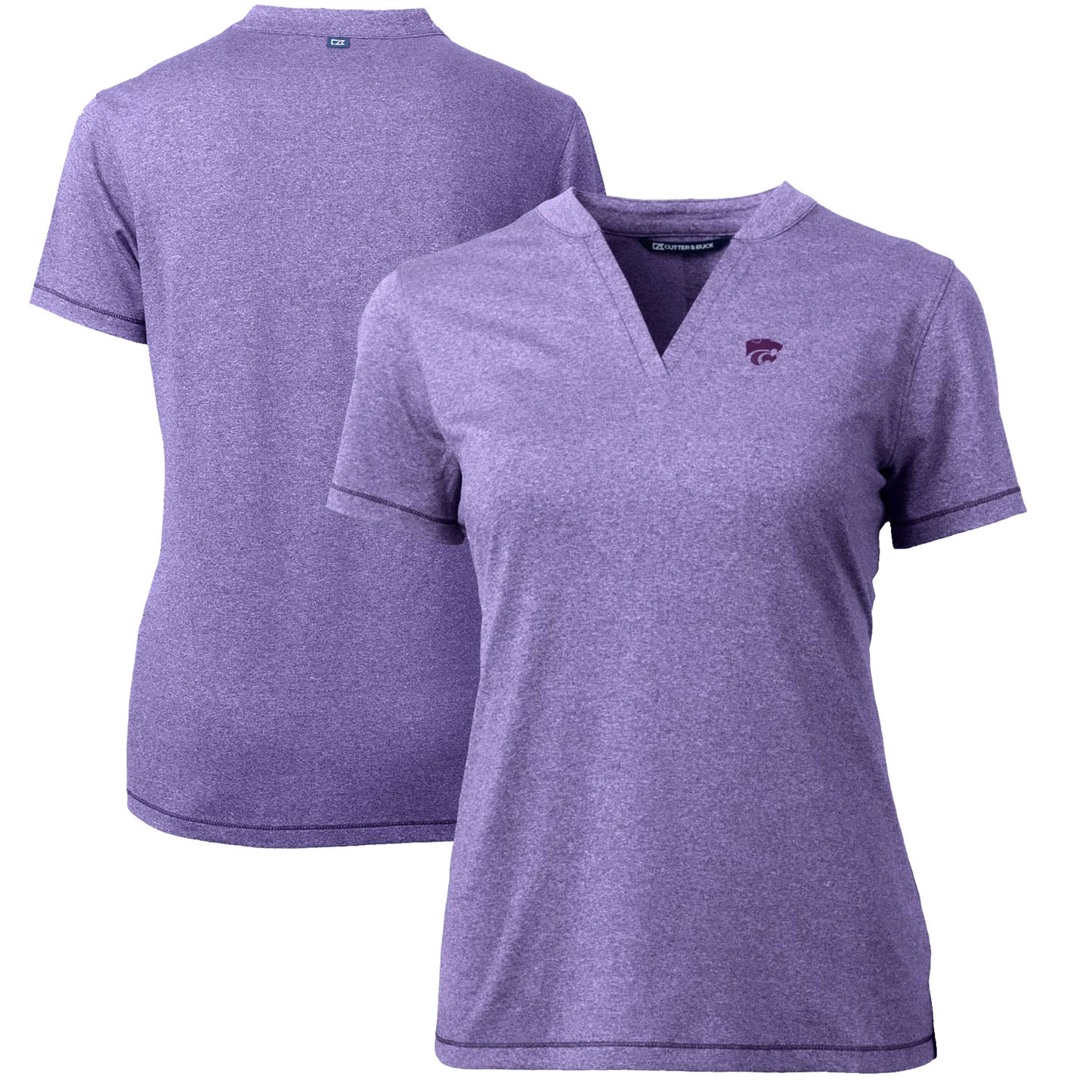Women's Cutter & Buck Heather Purple Kansas State Wildcats Forge Blade V-Neck Top