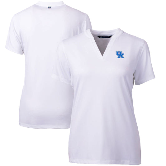 Women's Cutter & Buck White Kentucky Wildcats Forge Blade V-Neck Top