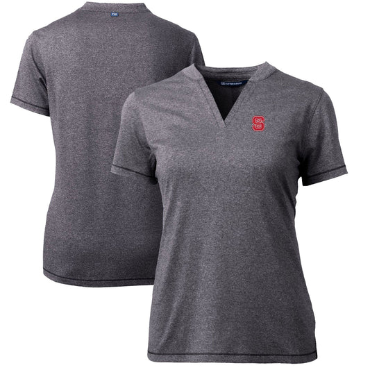 Women's Cutter & Buck Heather Charcoal NC State Wolfpack Forge Blade V-Neck Top