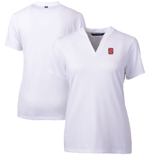 Women's Cutter & Buck White NC State Wolfpack Forge Blade V-Neck Top