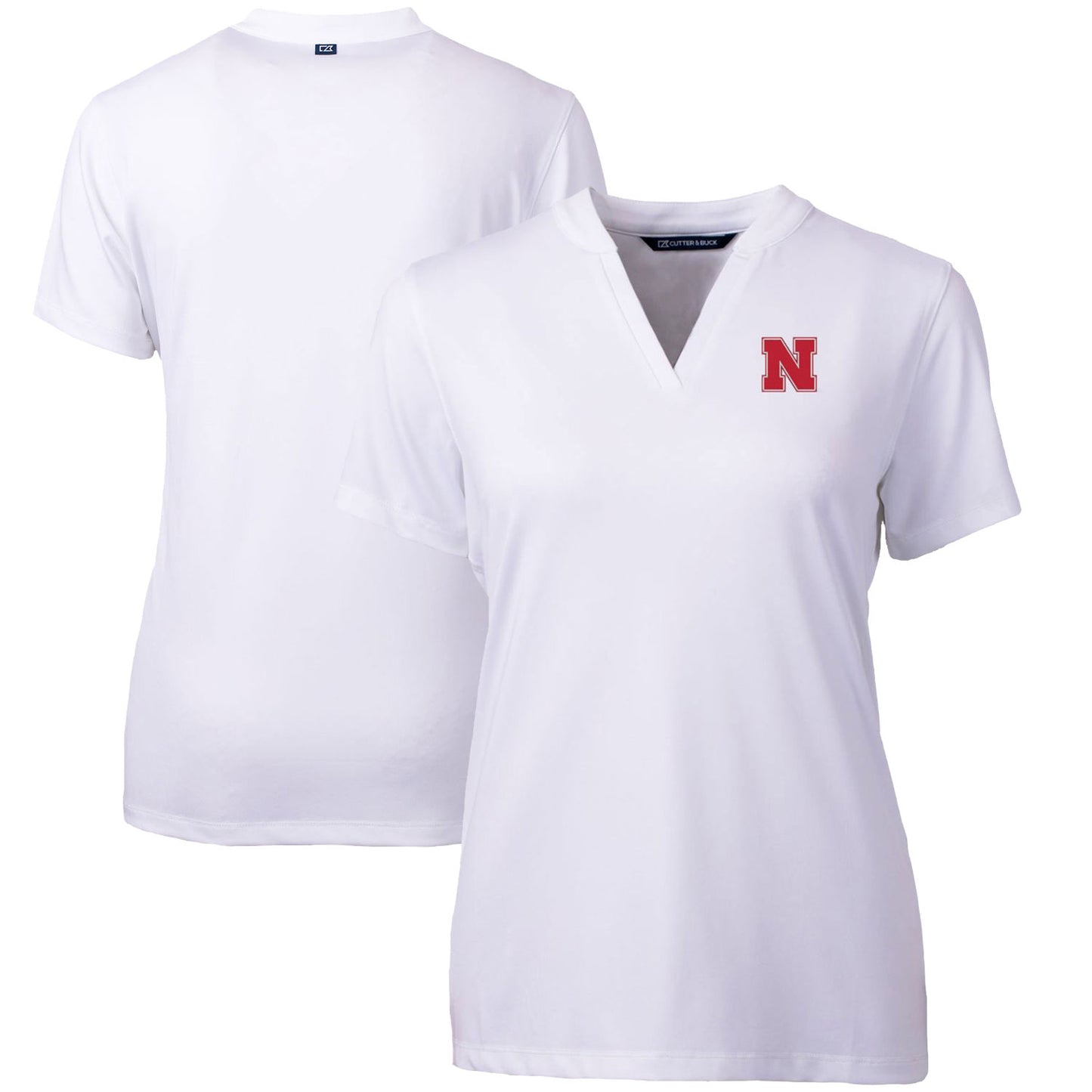 Women's Cutter & Buck White Nebraska Huskers Forge Blade V-Neck Top