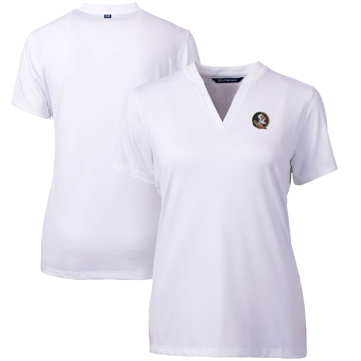Women's Cutter & Buck White Florida State Seminoles Forge Blade V-Neck Top