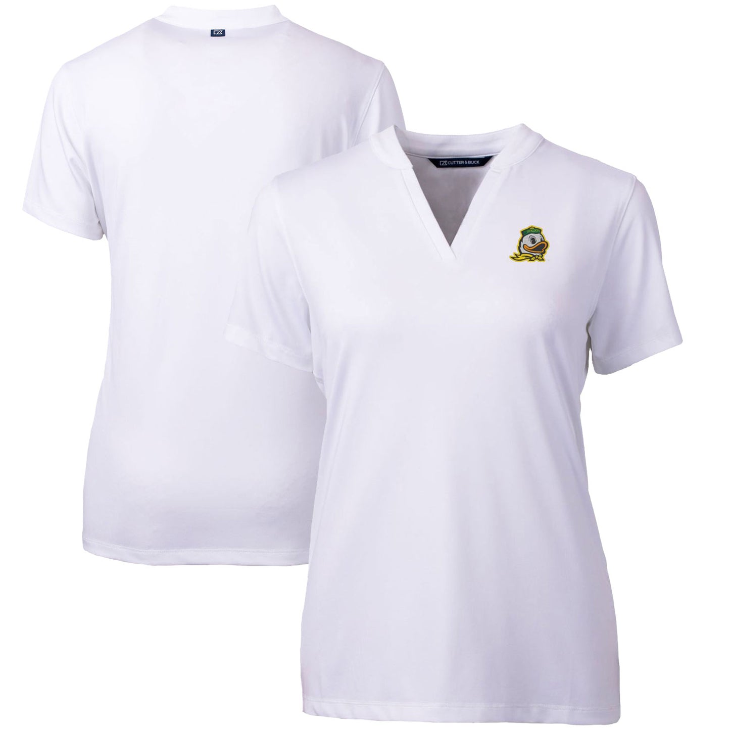 Women's Cutter & Buck White Oregon Ducks Forge Blade V-Neck Top