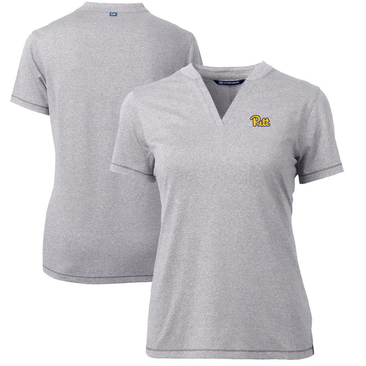 Women's Cutter & Buck Heather Gray Pitt Panthers Forge Blade V-Neck Top