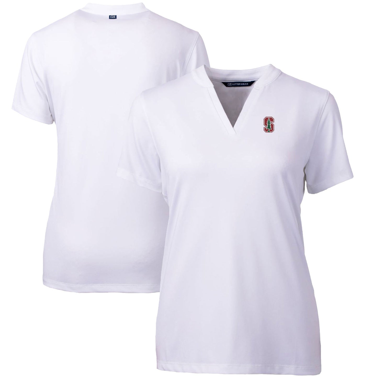 Women's Cutter & Buck White Stanford Cardinal Forge Blade V-Neck Top