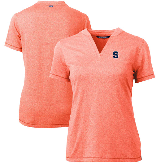 Women's Cutter & Buck Heather Orange Syracuse Orange Forge Blade V-Neck Top