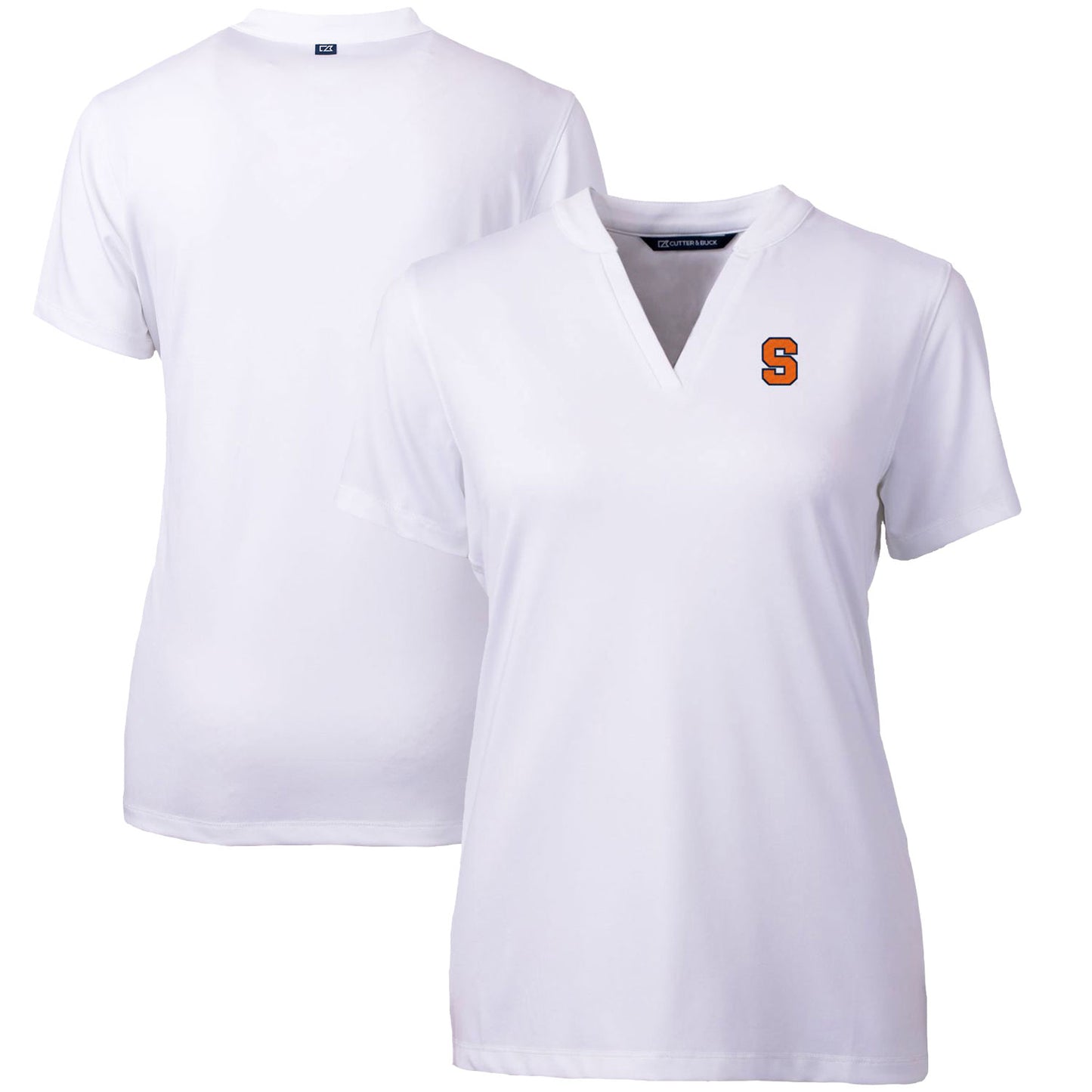 Women's Cutter & Buck White Syracuse Orange Forge Blade V-Neck Top