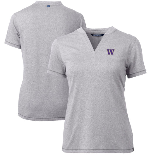 Women's Cutter & Buck Heather Gray Washington Huskies Forge Blade V-Neck Top