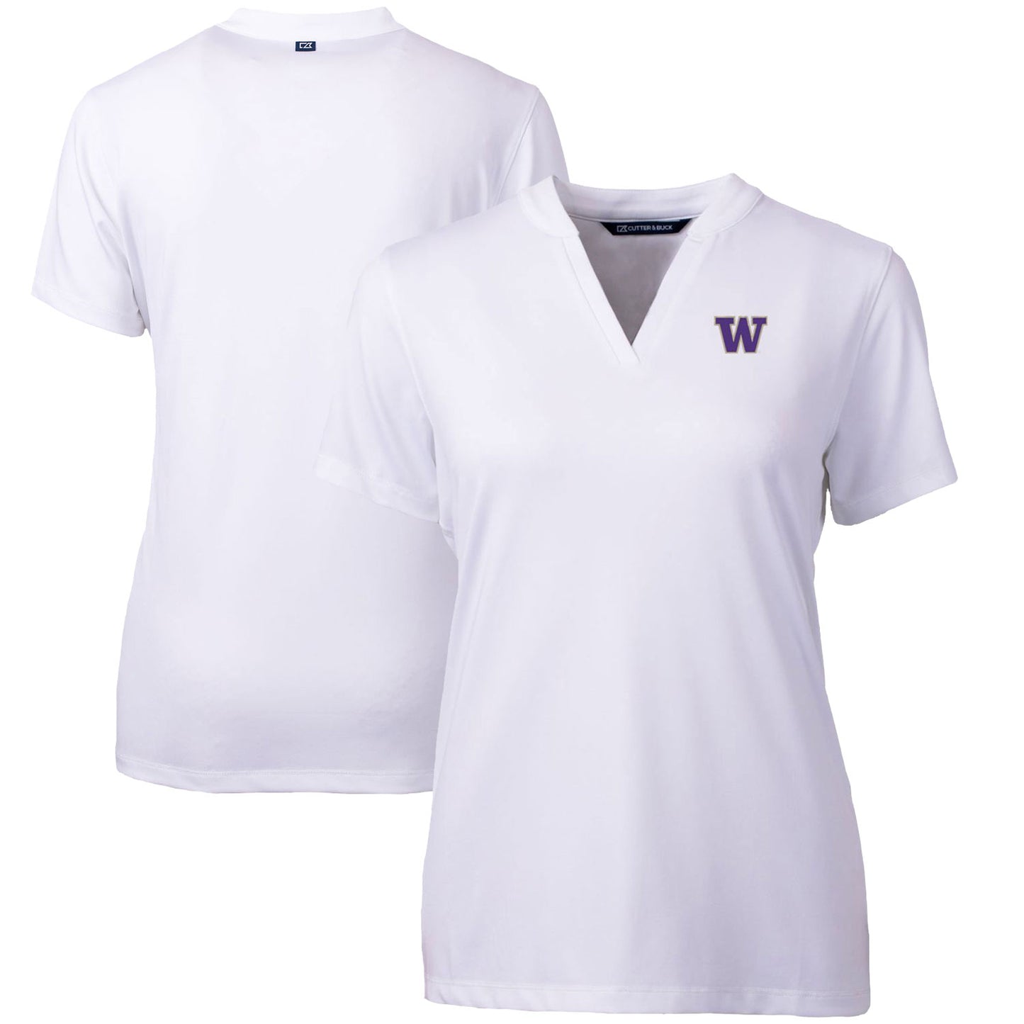 Women's Cutter & Buck White Washington Huskies Forge Blade V-Neck Top