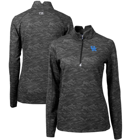 Women's Cutter & Buck Black Kentucky Wildcats Traverse Camo Quarter-Zip Pullover Top