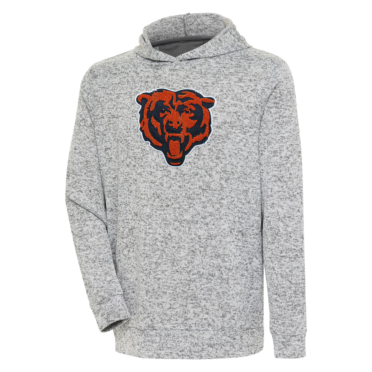 Men's Antigua Heathered Gray Chicago Bears Absolute Chenille Pullover Hoodie