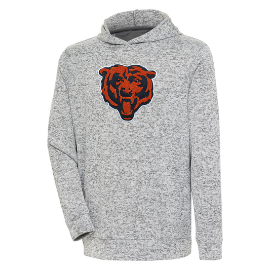 Men's Antigua Heathered Gray Chicago Bears Absolute Chenille Pullover Hoodie