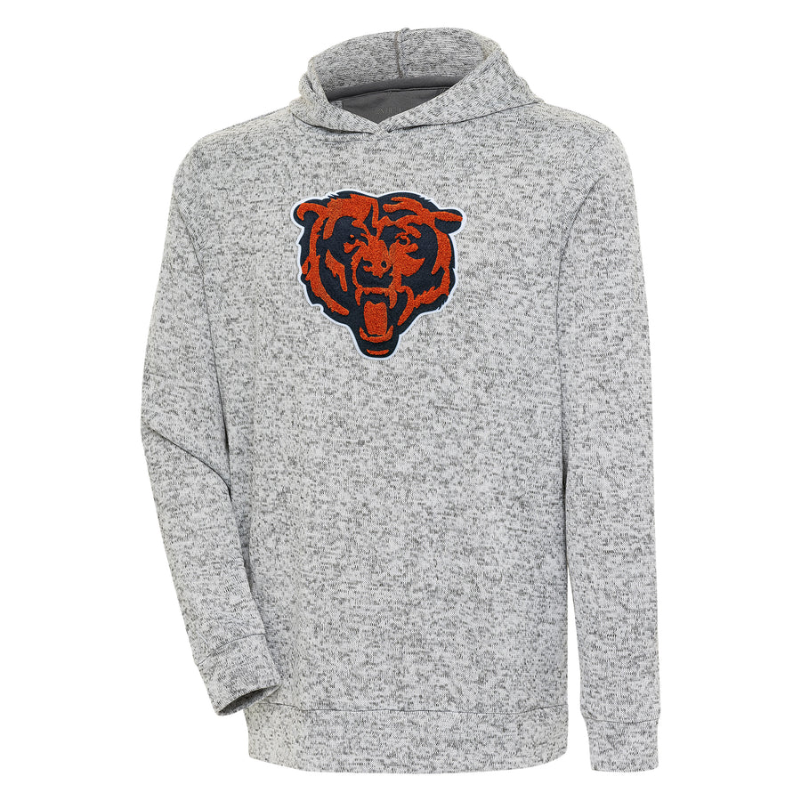 Men's Antigua Heathered Gray Chicago Bears Absolute Chenille Pullover Hoodie
