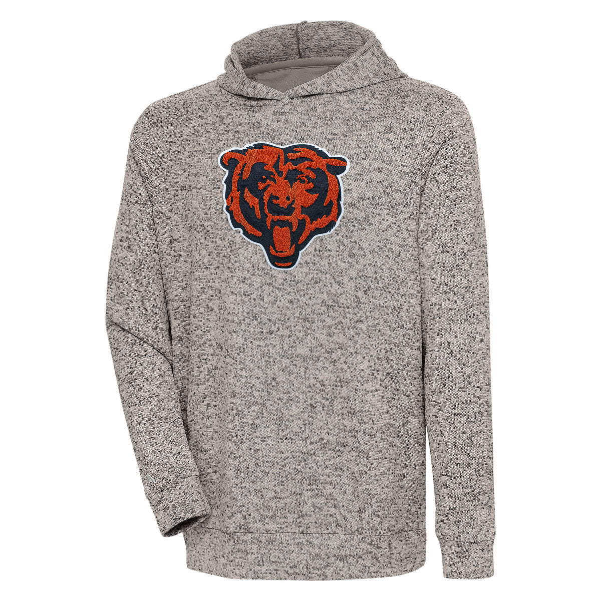 Men's Antigua Oatmeal Chicago Bears Absolute Chenille Pullover Hoodie
