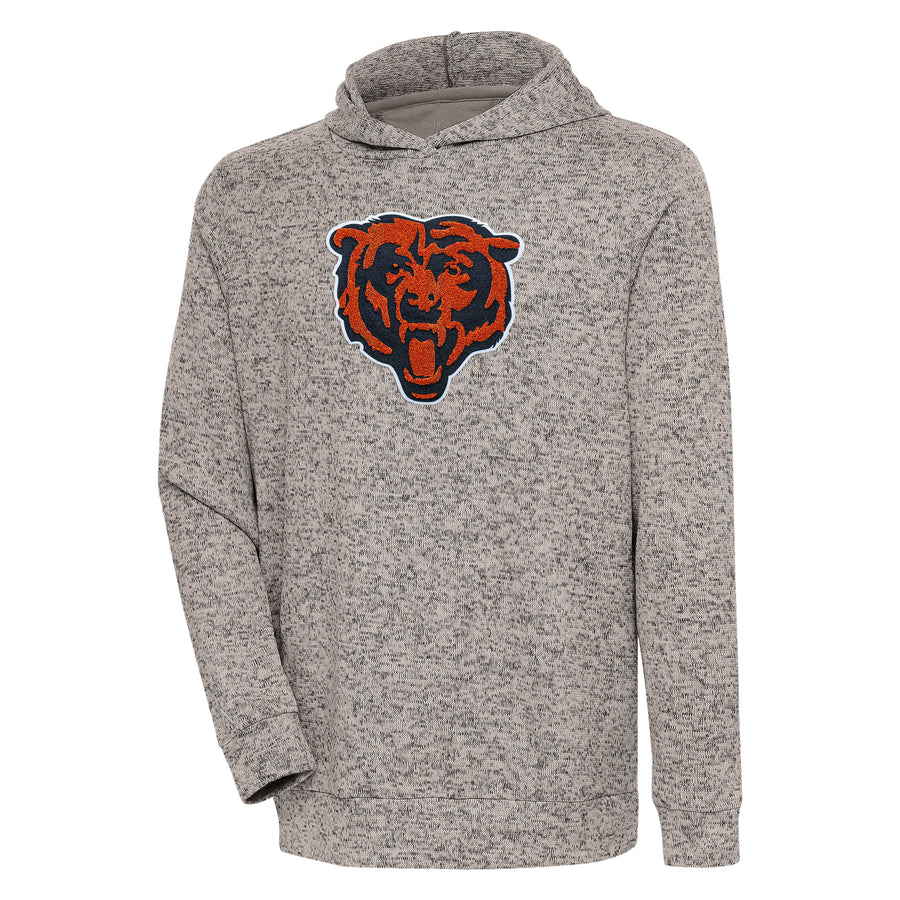 Men's Antigua Oatmeal Chicago Bears Absolute Chenille Pullover Hoodie