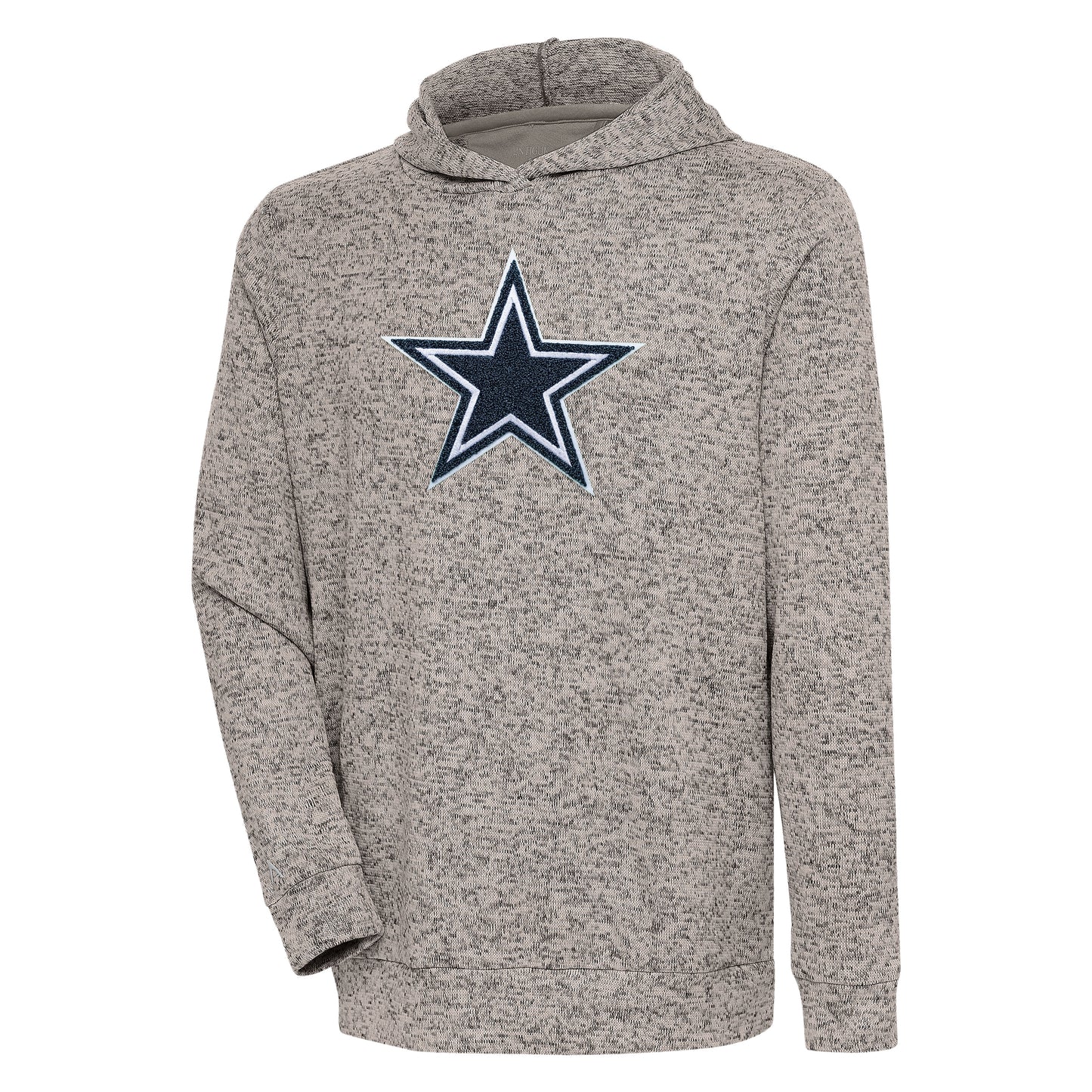 Men's Antigua Oatmeal Dallas Cowboys Absolute Chenille Pullover Hoodie