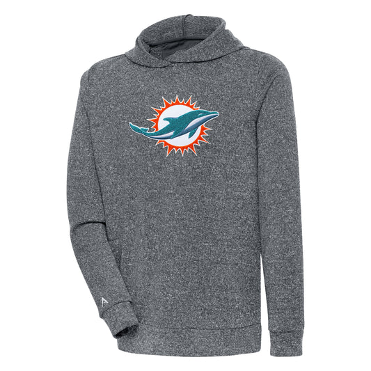 Men's Antigua Charcoal Miami Dolphins Absolute Chenille Pullover Hoodie