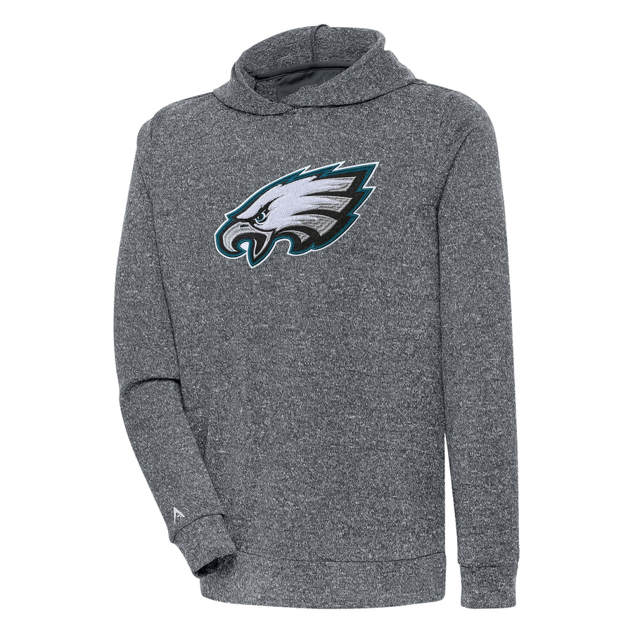 Men's Antigua Charcoal Philadelphia Eagles Absolute Chenille Pullover Hoodie