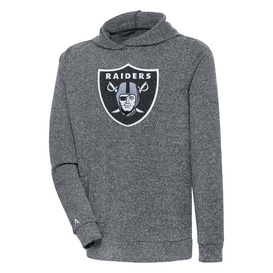 Men's Antigua Charcoal Las Vegas Raiders Absolute Chenille Pullover Hoodie