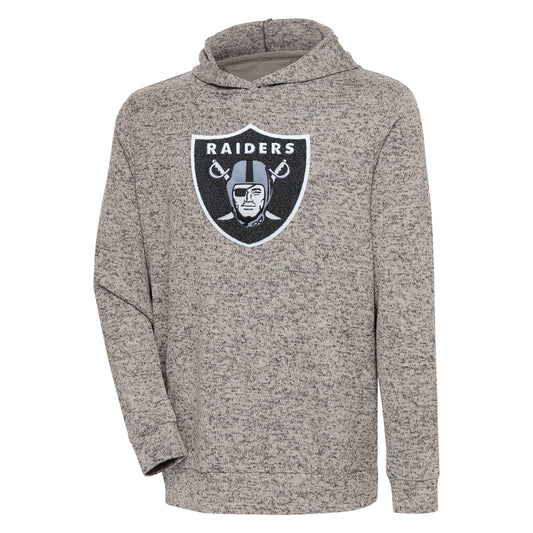 Men's Antigua Oatmeal Las Vegas Raiders Absolute Chenille Pullover Hoodie