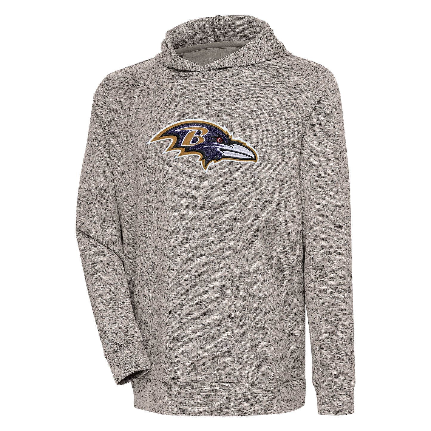 Men's Antigua Oatmeal Baltimore Ravens Absolute Chenille Pullover Hoodie