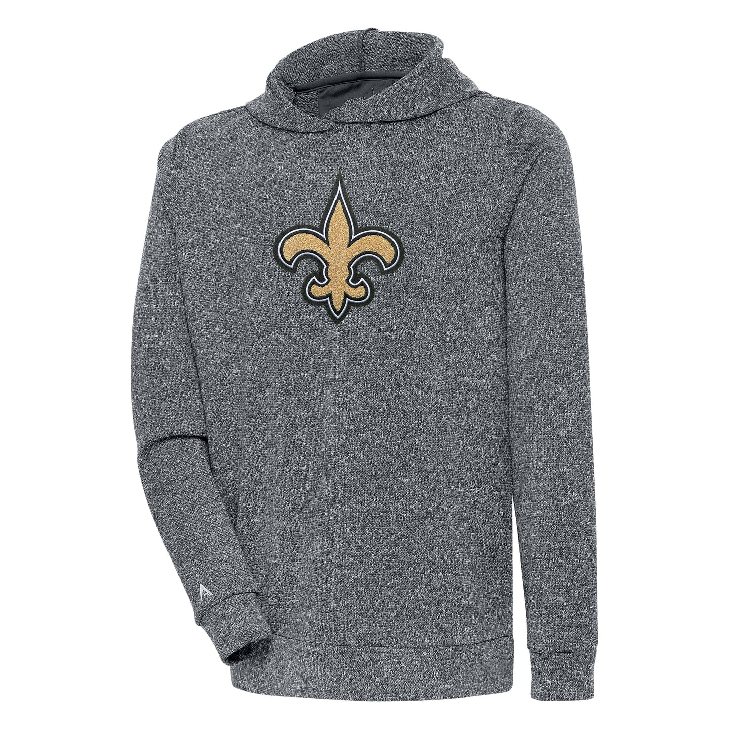 Men's Antigua Charcoal New Orleans Saints Absolute Chenille Pullover Hoodie