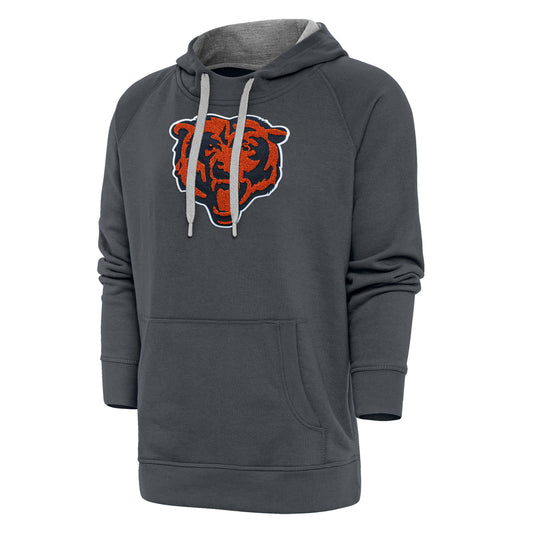 Men's Antigua Charcoal Chicago Bears Victory Chenille Pullover Hoodie