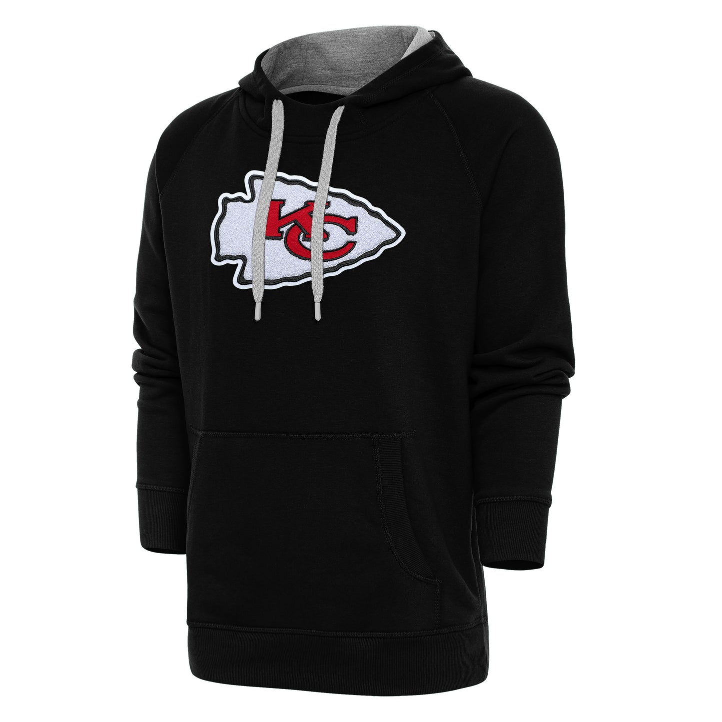 Men's Antigua Black Kansas City Chiefs Victory Chenille Pullover Hoodie