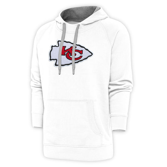 Men's Antigua White Kansas City Chiefs Victory Chenille Pullover Hoodie