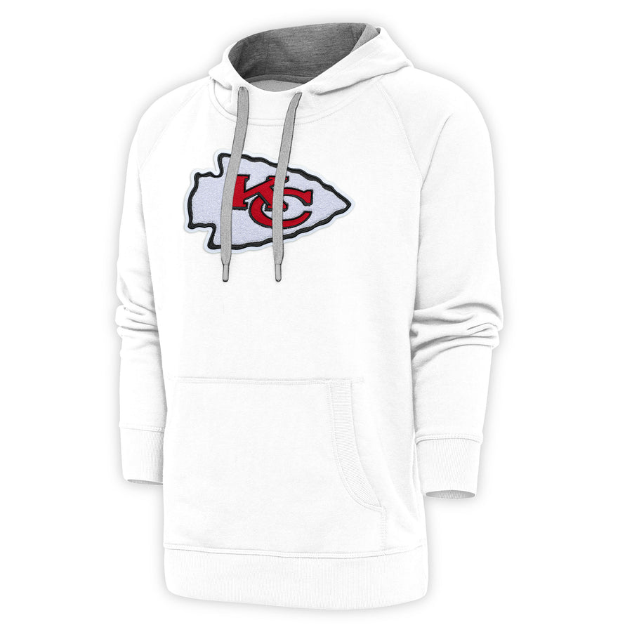 Men's Antigua White Kansas City Chiefs Victory Chenille Pullover Hoodie