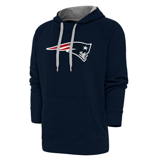 Men's Antigua Navy New England Patriots Victory Chenille Pullover Hoodie