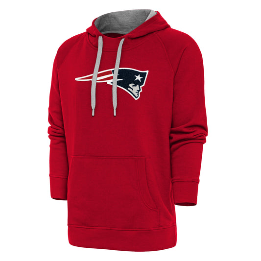 Men's Antigua Red New England Patriots Victory Chenille Pullover Hoodie