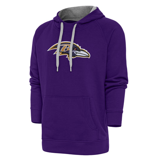 Men's Antigua Purple Baltimore Ravens Victory Chenille Pullover Hoodie