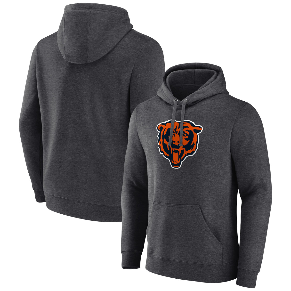 Men's Charcoal Chicago Bears Primary Team Logo Fitted Pullover Hoodie