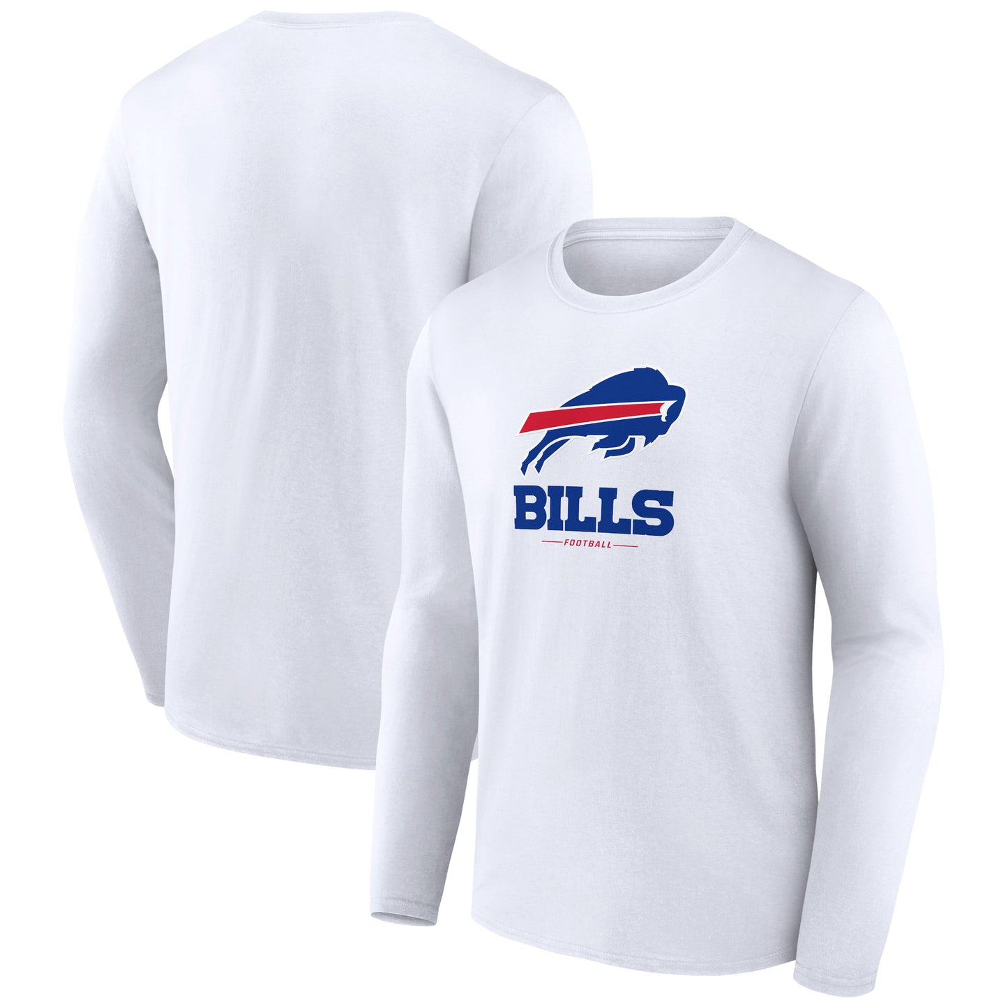 Men's White Buffalo Bills Logo Team Lockup Long Sleeve T-Shirt