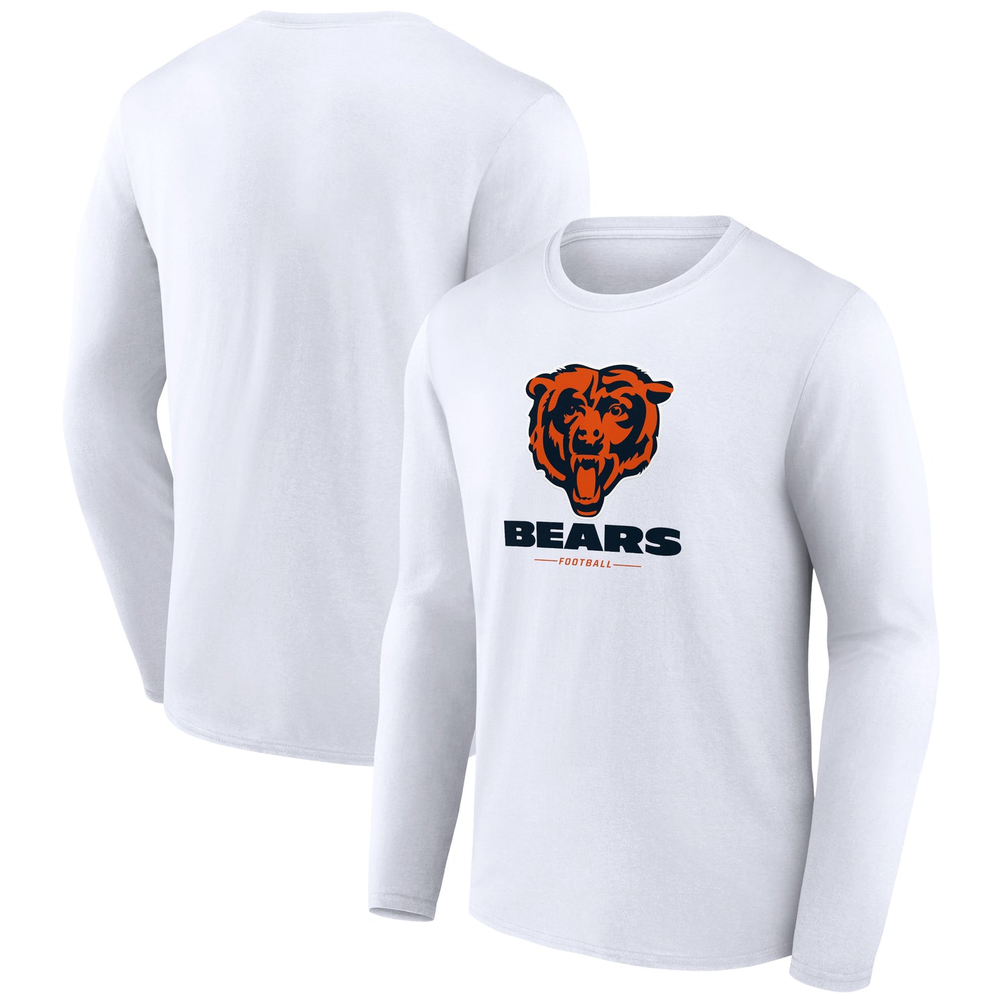 Men's White Chicago Bears Logo Team Lockup Long Sleeve T-Shirt